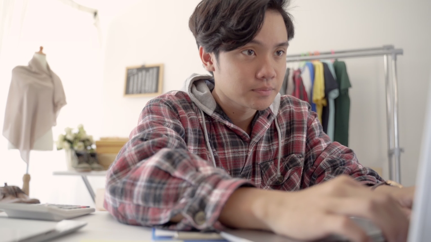 small online store business owner working from home. entrepreneur young asian man