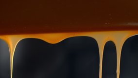 Close up shot of salty melted caramel is poured down, making of the candies, cooking dessert in slow motion, confectionery, sweet-shop,  - Powered by Shutterstock - Get 15% off with code: PIKWIZARD15