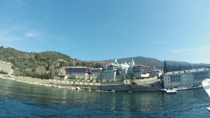 Russian St. Pantaleon Orthodox monastery at Mount Athos, Agion Oros (Holy Mountain), Chalkidiki, Greece