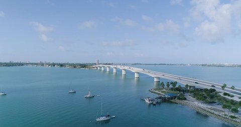 Sarasota , Florida / United States - 02 21 2019: Aerial Shot of Bridge Close