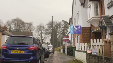 London / United Kingdom (UK) - 02 14 2019: Houses for sale in the London suburban village of Banstead.