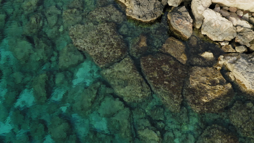 Coast Line in Cyprus with crystal clear water and Greenery, also available in uncorrected Log Profile
