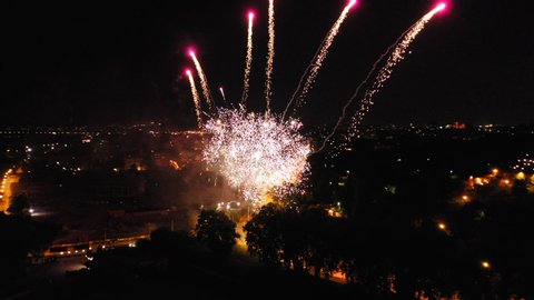 Large Fireworks in fron of Firework Fortress in Belgrade, also available in uncorrected Log Profile