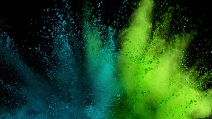 Super Slow Motion Shot of Color Powder Explosion Isolated on Black Background at 1000fps.