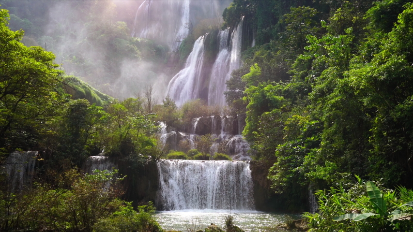 Thi Lo Su (Tee Lor Su) in Tak province. Thi Lo Su waterfall the largest waterfall in Thailand. Royalty-Free Stock Footage #1040922056