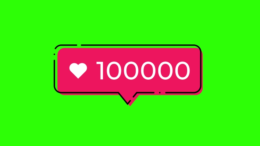 Likes counter going from 1 to 100000. Black outline with red shifted color. Green screen can be removed with color key effect to make transparent background. | Shutterstock HD Video #1040924147