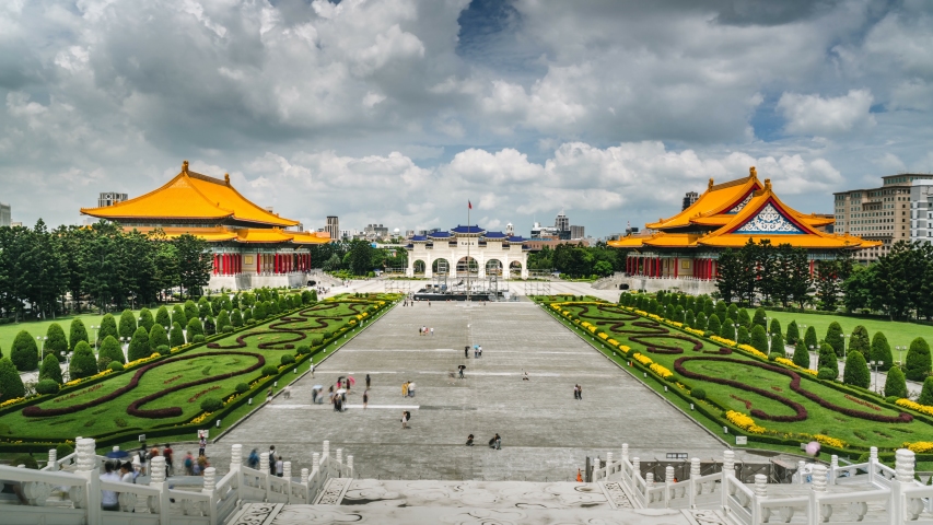 8k Timelapse of Chiang Kai Shek (CKS) memorial park in Taipei City