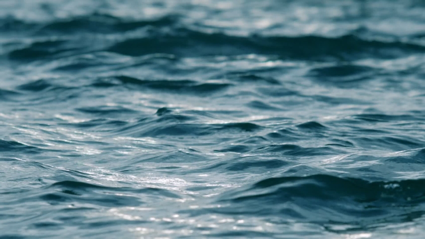 Blue water waves surface, beautiful background with copy space. Fresh drinking water, colorful video. Environmental problems, lack of drinking water, climate change, drought, global warming. | Shutterstock HD Video #1040933948