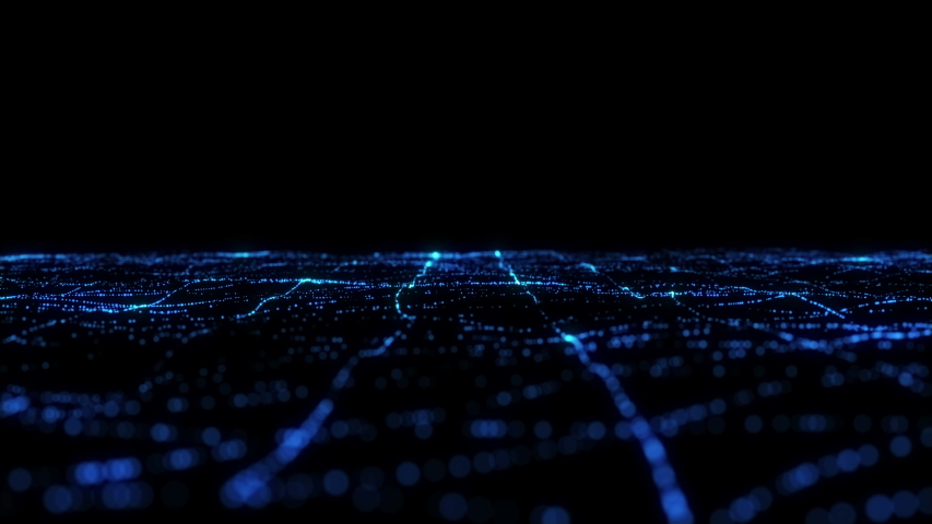 4k. NEON wireframe. Low poly grid. Glowing element. Black background. Slowmotion. Gradient lines. Blue color. | Shutterstock HD Video #1040947952