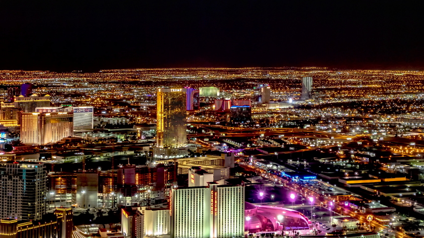 Las Vegas Skyline Neon Lights Trump Tower 7-25-2018 | Shutterstock HD Video #1040950475