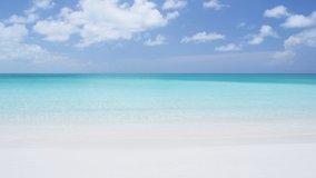 SEAMLESS LOOP VIDEO: Beach background - Caribbean beach with turquoise water and white sand beach and blue sky.