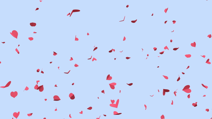 Festive background with many nice hearts made of pink paper falling down slowly on blue | Shutterstock HD Video #1040954492