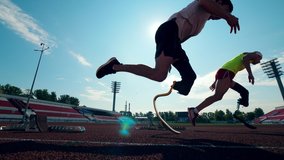 Paralympians with artificial legs are practicing in running - Powered by Shutterstock - Get 15% off with code: PIKWIZARD15