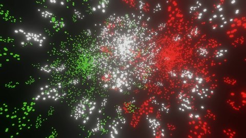 Mexico fireworks, representing mexican flag in green, white and red. Frequently seen on independence day on 16 september