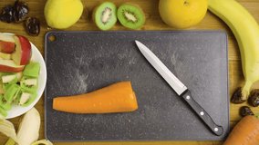 Video of carrot's cutting on black board