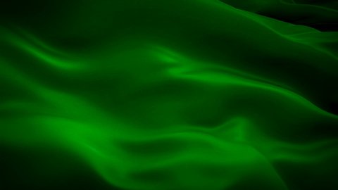 Silk Flag Animation of Dark Green color background video waving in wind. Realistic Green Flag background. Dark color Flag Looping Closeup 1080p Full HD footage. Dark Green Satin flag sign of wealth
