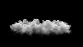 White smoke isolated on black background. look like a clouds. Alpha channel included in the end of the clip.