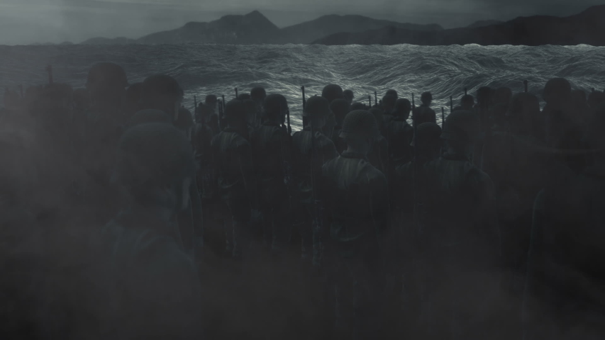 D-Day American Soldiers Sailing to Normandy in 1944