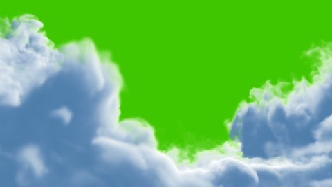 Clouds Opening and Closing on a Green Background, 3d Animation. Full HD