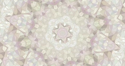 White polygon kaleidoscope background. Abstract multicolored motion graphics. For event, shows, an advertisement, mandala, fractal animation, abstract conception. Seamless loop.