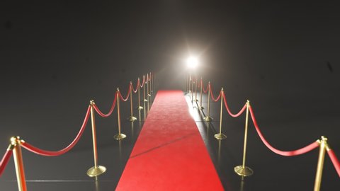 Loop animation with the red carpet. lighted by the flashlights. Festival or ceremony with journalists and press photographers taking pictures of the famous people - actors, superstars, and models. 4K
