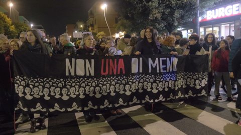 Rome,italy, 14 November 2019: "ni una de meno" protesting against crime in centocelle district