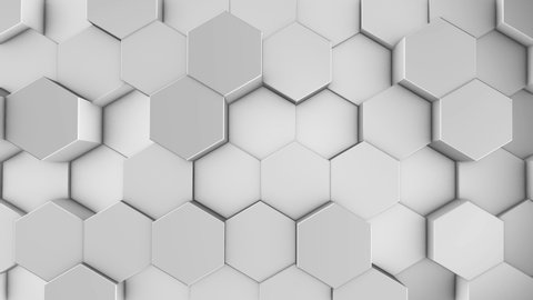 Animated White Hexagons Loop. Abstract Background.