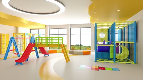 Modern Children Playground - 3d Rendering