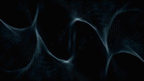Abstract Wave.This stock motion graphics video shows abstract nets of dotted particles rotating on a black background.