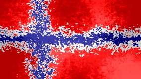animated background seamless loop video full HD norwegian flag with stained effect - symbol of norway