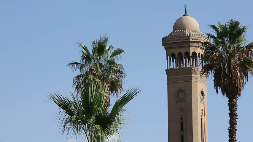 Minaret of Al-Azhar Mosque. Al-Azhar Mosque is the first mosque built in Cairo.