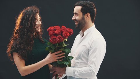 Beautiful Elegant Couple Kissing Behind Roses Stock Photo (edit Now 