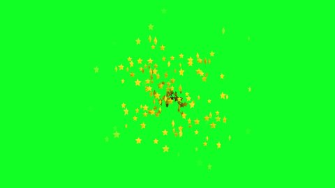 Shooting golden Stars animation on green screen background. Abstract Tiny stars flowing on chroma key. Magic spell effect. Animated floating many gold star glow for wishing  greetings