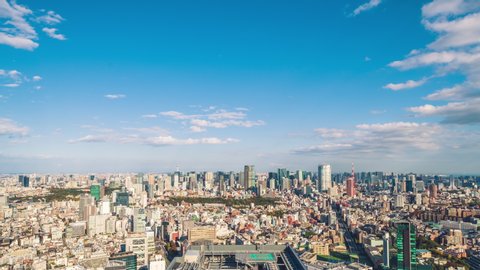Time lapse of modern cityscape. Tokyo, Japan.