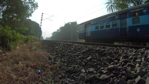 Pune, India - November 17 2019: Passenger train near Hadapsar station at Pune India.