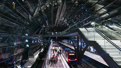 Hamburg / Germany - 12 07 2018: New Subway Station Hamburg Elbbrücken