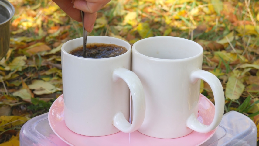 A Person Makes Coffee Outdoors Stock Footage Video 100 Coffee Outdoors Stock Footage