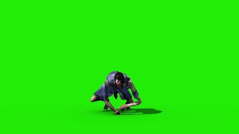 Momo Girl Possessed Green Screen Walks Front Horror 3D Rendering Animation