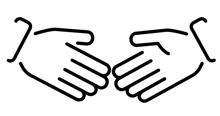 Handshake handshaking icon business, contract. 2d, micro animation, cartoon, illustration, clip art, vector. Web page sign banner black and white. Alpha channel. Time lapse, endless, looping.
