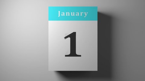 fast calendar scrolling showing every day and month with flipping pages, timelapse