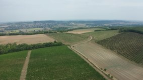 Agriculture in Europe (Pannonhalma, Hungary) aerial stock video.