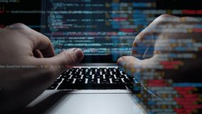 Cinematic close up of hands typing code on a keyboard with Multiple layers of codes and programmer shown beneath them. Hacking programming concept. - Powered by Shutterstock - Get 15% off with code: PIKWIZARD15