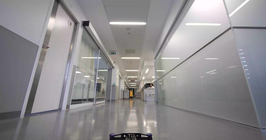 Corridor of a new hospital facility | Shutterstock HD Video #1041213187
