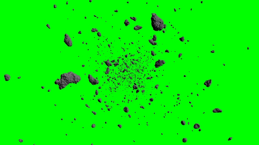 asteroid field fly through, science fiction space scene, isolated on green screen background, 4k loop Royalty-Free Stock Footage #1041222676