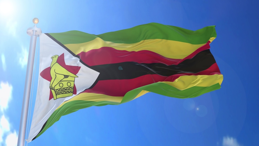 Zimbabwe Animated Flag Wind Blue Sky Stock Footage Video (100% Royalty ...