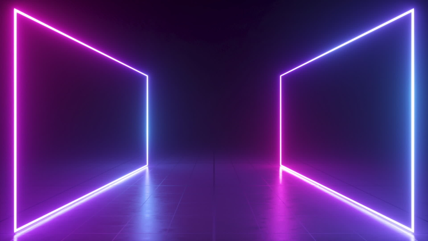 abstract neon background glowing rectangular frames: video stock (100% ...