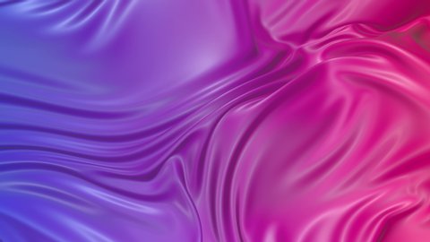 Animated texture in 4k. 3D animation of red violet gradient of wavy cloth surface that forms ripples like in liquid surface or folds in tissue. Red purple silky fabric with folds in slow motion. 27