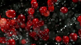 Super Slow Motion Shot of Cranberries and Water Explosion Towards Camera at 1000fps. - Powered by Shutterstock - Get 15% off with code: PIKWIZARD15