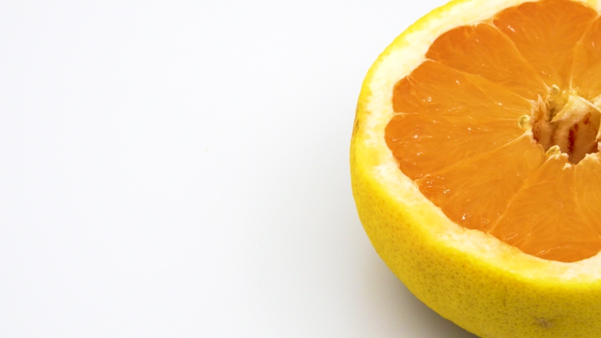 Home Grown Pink Grapefruit Frame Right Rotating, Looping, Degree Rotation on White Background