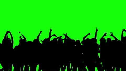 Dancing silhouettes with a green screen in the background